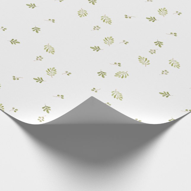 Papier Cadeau Baby shower Plante d'aquarelle vert mignonne (Coin)