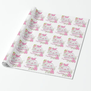Papier Cadeau Baby shower rose