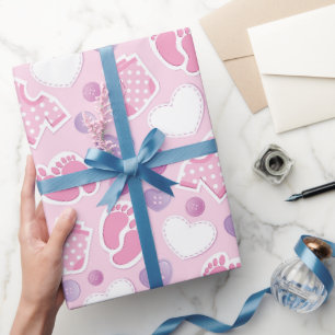 Papier Cadeau Baby-Shower Rose