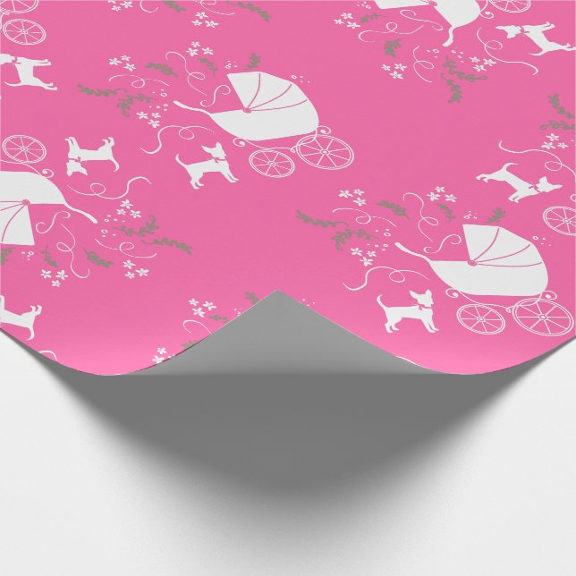 Papier Cadeau Baby shower rose Chihuahua (Coin)