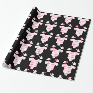 Papier Cadeau Baby shower rose noir d'équipement de bébé de
