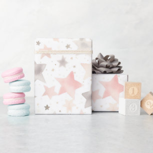 Papier Cadeau Baby Shower Rose Pâle Élégant