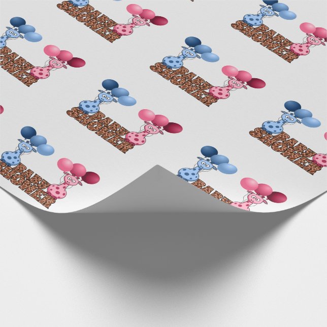 Papier Cadeau Baby shower Safari Twins Blue and Pink Giraffes (Coin)