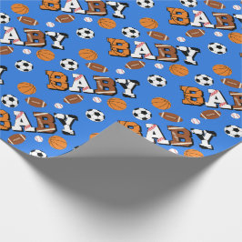 Papier Cadeau Baby shower sportif Co-ed Thème Garçon Bleu