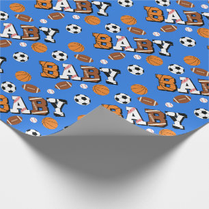 Papier Cadeau Baby shower sportif Co-ed Thème Garçon Bleu