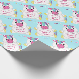 Papier Cadeau Baby shower Unicorn Turquoise