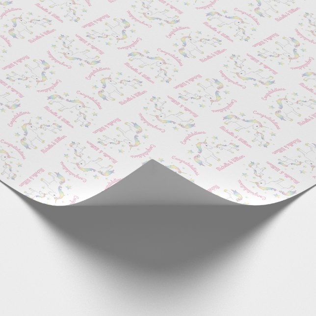 Papier Cadeau Baby shower Unicorne Rainbow Pastel (Coin)