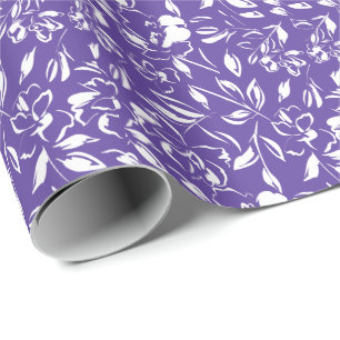 Papier Cadeau Baby shower violet fleur sauvage