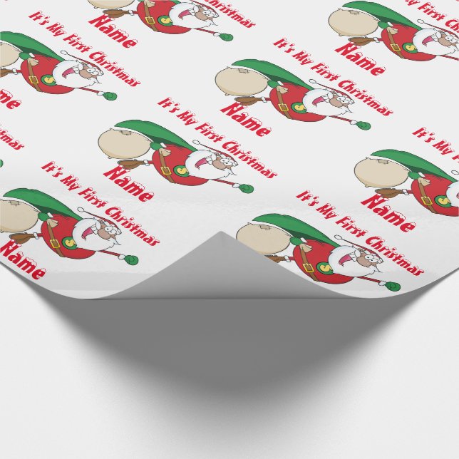 Papier Cadeau Babys First Christmas nommé Giftwrap SuperSanta (Coin)