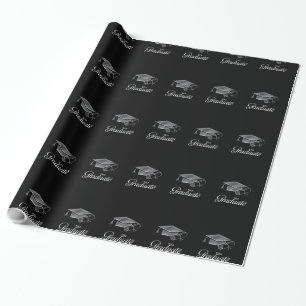 Papier Cadeau Bac de diplôme et diplôme Black & Silver 3D Look