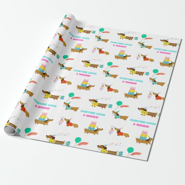 Papier Cadeau Bachelorette Wiener et Dachshund Boîte à thème (Déroulé)