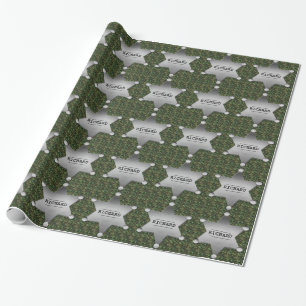 Papier Cadeau Badge nominatif vert de shérif de motif de
