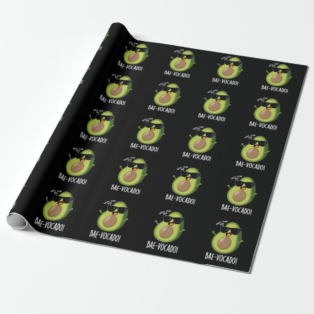 Papier Cadeau Bae-vocado Drôle Avocado Pun Dark BG (Déroulé)