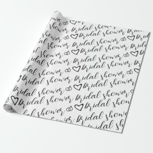 Papier Cadeau Bagues de cœurs romantiques motif noir douche de m