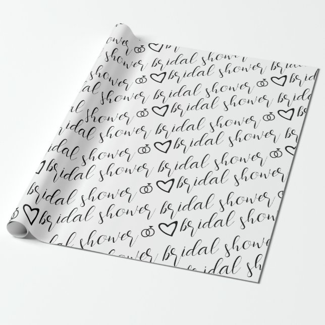 Papier Cadeau Bagues de coeurs romantiques motif noir Shower de  (Déroulé)