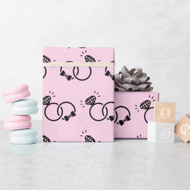 Papier Cadeau Bagues de mariage mignonnes rose clair léger seaml (Baby Shower)