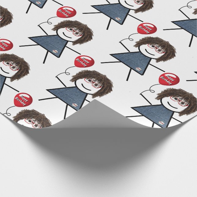 Papier Cadeau Baguette Avec Ballons D'Anniversaire Rouge (Coin)