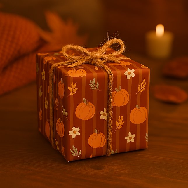 Papier Cadeau Baguette d'automne sans couture Citrouille et Feui (Créateur téléchargé)