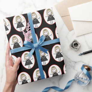 Papier Cadeau Baguette Figure Girl en Basket