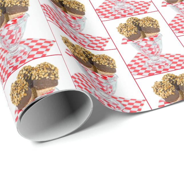 Papier Cadeau Baguettes de crème glacée en verre (Coin rond)
