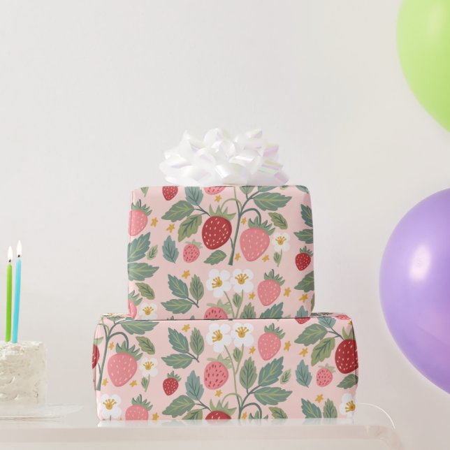 Papier Cadeau baie première fraise (Cadeaux de fête)