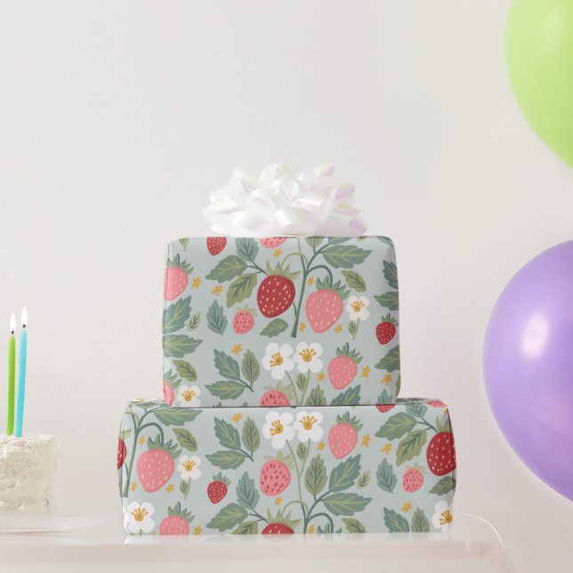 Papier Cadeau baie première fraise (Cadeaux de fête)