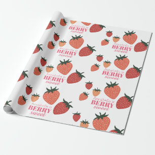 Papier Cadeau Baie Sucrée Fraise Nom Personnalisé