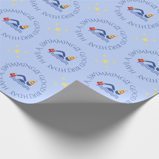 Papier Cadeau Baignade d'anniversaire texte personnalisé bleu (Coin)