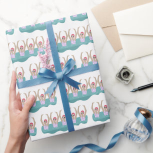 Papier Cadeau Baigneurs artistiques branchés   Cadeau de natati