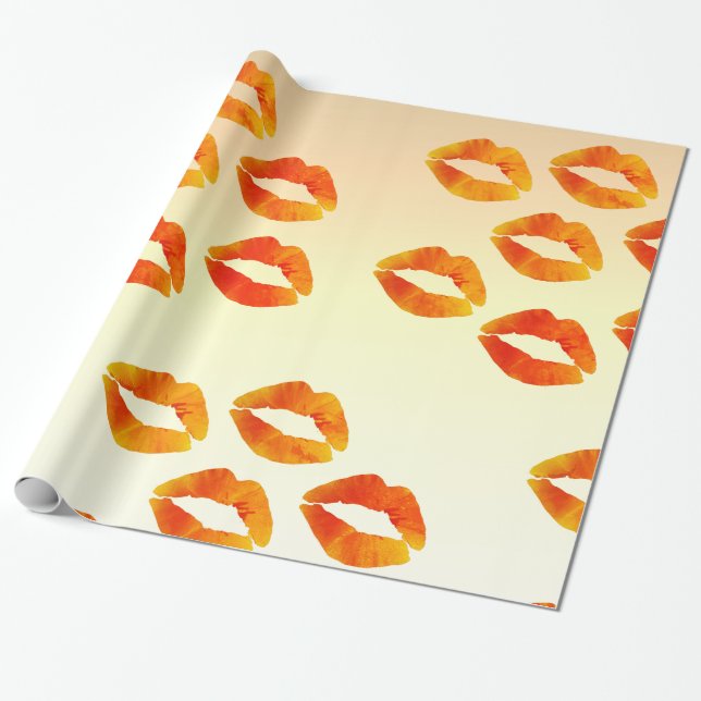 Papier Cadeau Baisers, Papier d'enveloppement des lèvres, 30 po  (Déroulé)