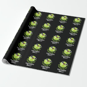 Papier Cadeau Bal à dix genoux amusant Tennis Pun Dark BG