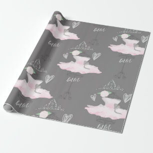 Papier Cadeau Bal de couture rose et gris pour l'anniversaire d'