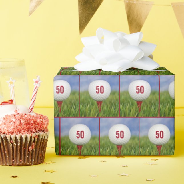 Papier Cadeau Bal de golf 50e anniversaire (Fête d'anniversaire)