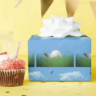 Papier Cadeau Bal De Golf Anniversaire En Herbe