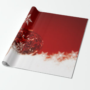 Papier Cadeau Bal de Noël rouge élégant, Snowfleurons vacances