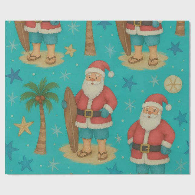 Papier Cadeau Balade SurfSide Père Noël (Plat)