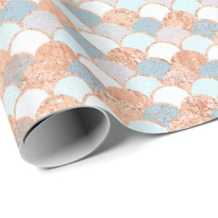 Papier Cadeau Balances de sirène métal cuivre bleu Rose or