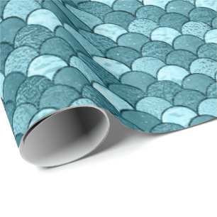 Papier Cadeau Balances de sirène Parties scintillant Blue Aqua W
