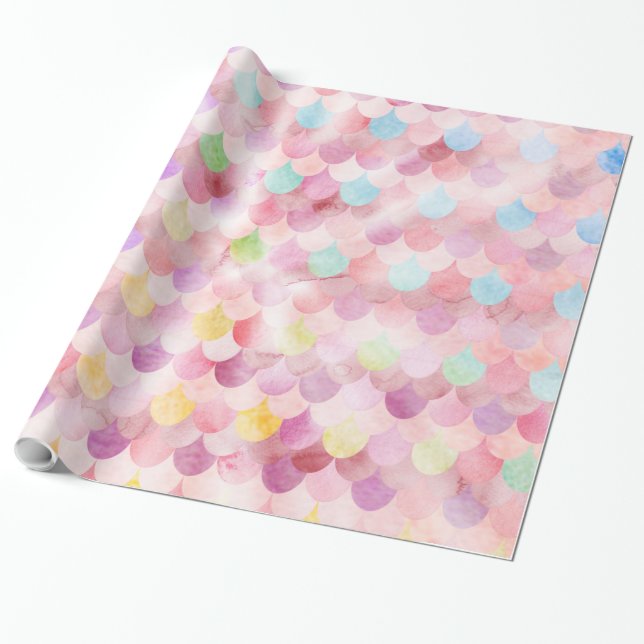 Papier Cadeau Balances de sirène rose Motif de balances de poiss (Déroulé)