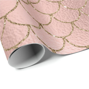 Papier Cadeau Balances de sirène rose rose or bleu princesse