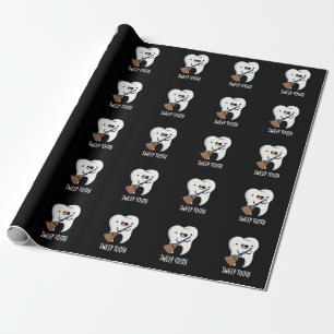 Papier Cadeau Balayage Dentelle Drôle Pun Dentaire Dark BG
