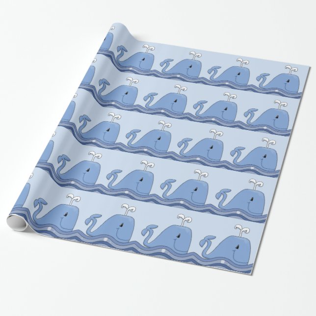 Papier Cadeau Baleine bleue (Déroulé)