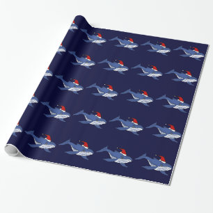 Papier Cadeau Baleine bleue drôle dans l'art de Noël de