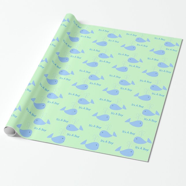 Papier Cadeau Baleine bleue mignonne avec le bec c'est une (Déroulé)