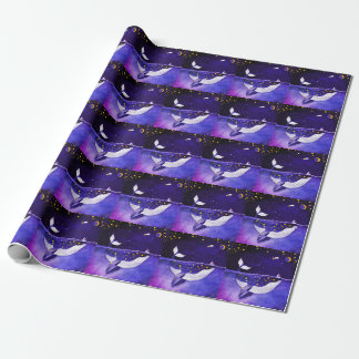 Papier Cadeau Baleine magique : Nuit Océanique Noire