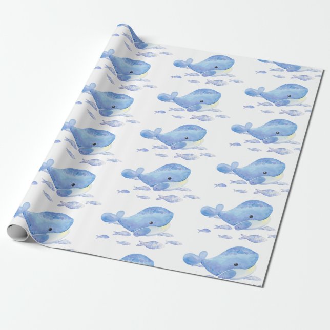 Papier Cadeau Baleine Tastic Blue Anniversaire (Déroulé)