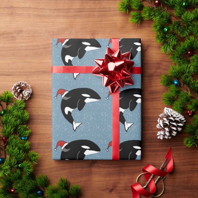 Papier Cadeau Baleine tueuse Orca Christmas  (Cadeau de vacances)