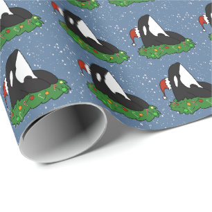 Papier Cadeau Baleine tueuse Orca Christmas 