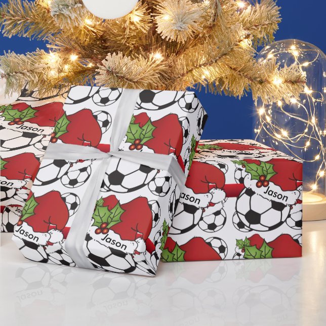 Papier Cadeau Balle de football Noël | Nom do-it-yourself (Vacances)