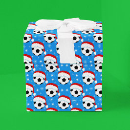 Papier Cadeau Balle de football portant Père Noël Casquette et f